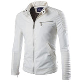White Leather Slim Fit Jacket